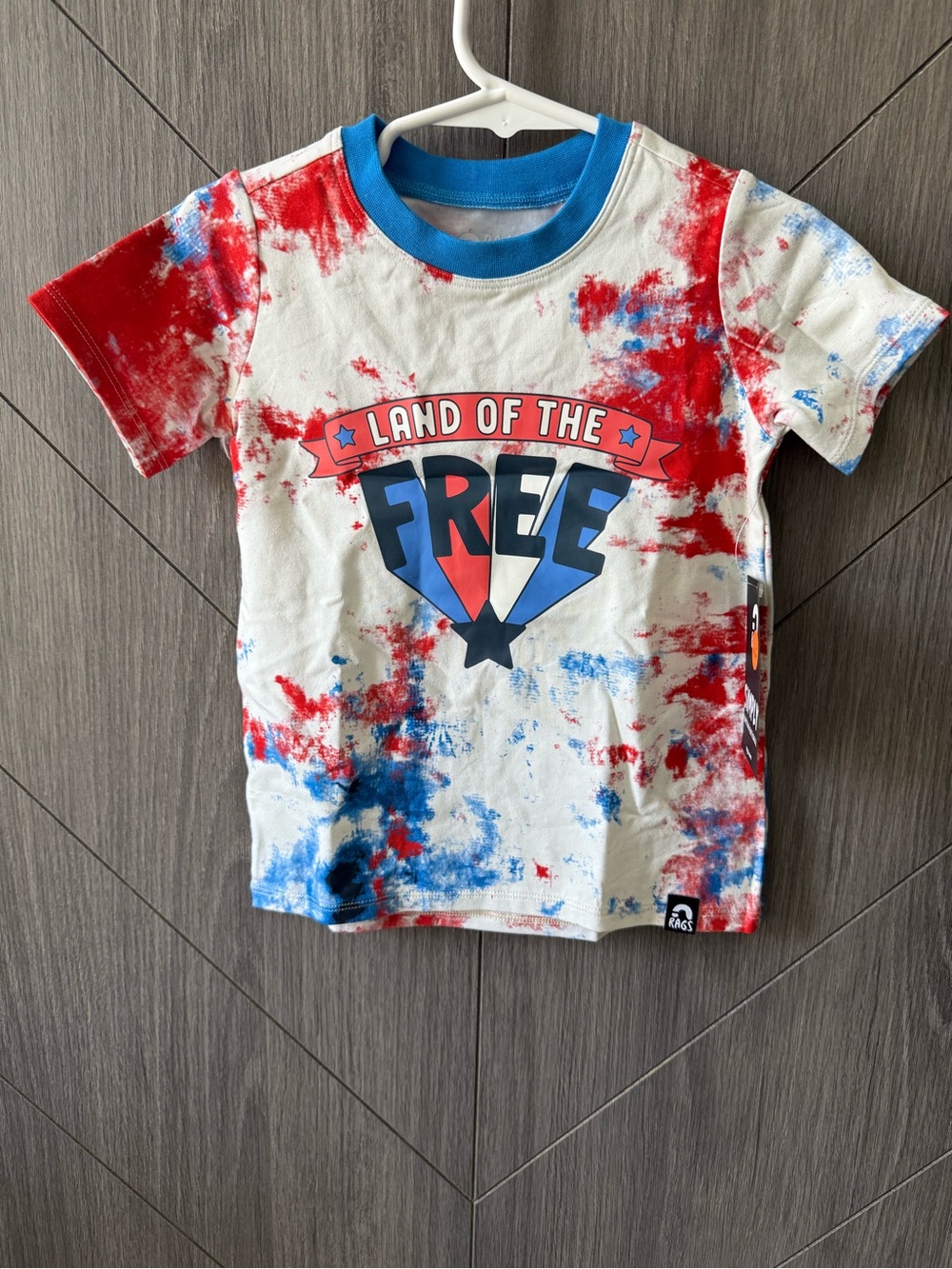 Rags Toddler "Land of the Free" Red & Blue Graphic Tee